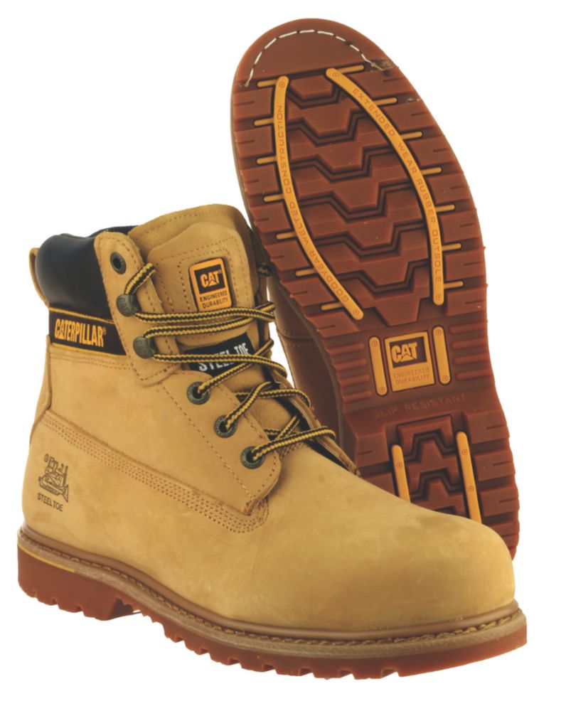 CAT Holton Size Honey Water-Resistant Steel Toe Cap Safety Boots
