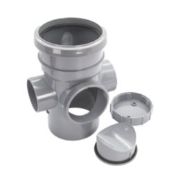 FloPlast  Push-Fit 2-Boss Single Socket Access Pipe Grey 110mm
