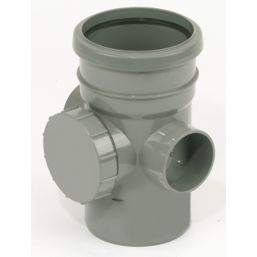 FloPlast  Push-Fit 2-Boss Single Socket Access Pipe Grey 110mm