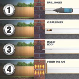 Dryzone Dryrod Damp-Proofing Rods White 180mm x 12mm 50 Pack