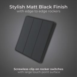 British General Evolve 20A 16AX 3-Gang 2-Way Light Switch  Black
