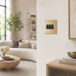 LAP  20A 3-Gang 2-Way Light Switch  Satin Brass with Black Inserts