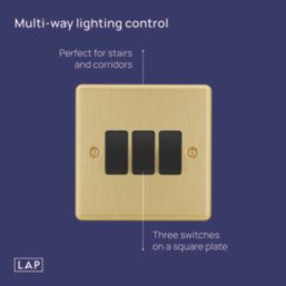 LAP  20A 3-Gang 2-Way Light Switch  Satin Brass with Black Inserts