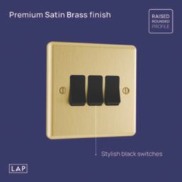 LAP  20A 3-Gang 2-Way Light Switch  Satin Brass with Black Inserts