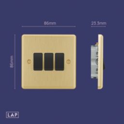 LAP  20A 3-Gang 2-Way Light Switch  Satin Brass with Black Inserts