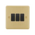 LAP  20A 3-Gang 2-Way Light Switch  Satin Brass with Black Inserts
