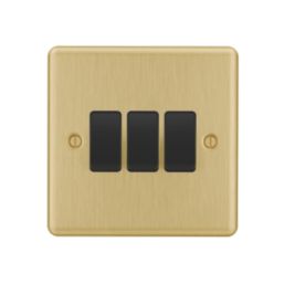 LAP  20A 3-Gang 2-Way Light Switch  Satin Brass with Black Inserts