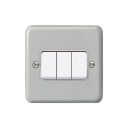 MK Contoura 10A 3-Gang 2-Way Switch  Grey with White Inserts