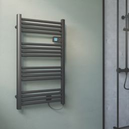 Flomasta 960mm x 540mm 1706BTU Black Flat Electric Towel Radiator