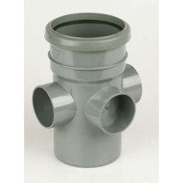 FloPlast  Push-Fit 3-Boss Single Socket Pipe Grey 110mm