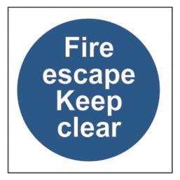 Essentials  Non Photoluminescent "Fire Escape Keep Clear" Sign 100mm x 100mm