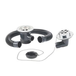 Flomasta Waste w/ Rubber Plug Chrome 16"