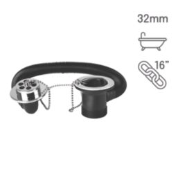 Flomasta Waste w/ Rubber Plug Chrome 16"