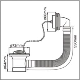 Flomasta Waste w/ Rubber Plug Chrome 16"