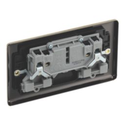 LAP  13A 2-Gang SP Switched Sockets Antique Brass  with Black Inserts 5 Pack