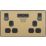 British General Evolve 13A 2-Gang SP Switched Socket + 3.1A 15.5W 2-Outlet Type A USB Charger Satin Brass with Black Inserts