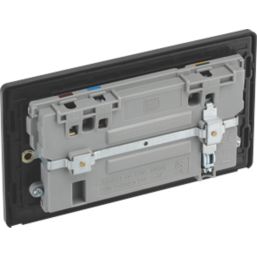 British General Evolve 13A 2-Gang SP Switched Socket + 3.1A 15.5W 2-Outlet Type A USB Charger Satin Brass with Black Inserts