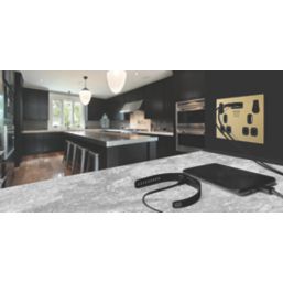 British General Evolve 13A 2-Gang SP Switched Socket + 3.1A 15.5W 2-Outlet Type A USB Charger Satin Brass with Black Inserts