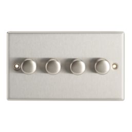 Contactum iConic 4-Gang 2-Way LED Dimmer Switch  Brushed Steel
