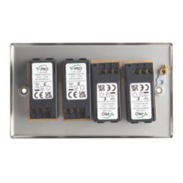 Contactum iConic 4-Gang 2-Way LED Dimmer Switch  Brushed Steel