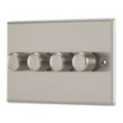 Contactum iConic 4-Gang 2-Way LED Dimmer Switch  Brushed Steel
