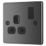LAP  13A 1-Gang SP Switched Plug Socket Black Nickel  with Black Inserts