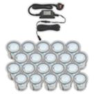 LAP Coldstrip 30mm Outdoor Blue Round LED Recessed Deck Light Kit Brushed Chrome 10W 20 Pack