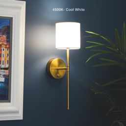 UME  Multi Colour Rechargeable LED Gold Wall Lights with Drum Shade 4.9W 200lm 2 Pack