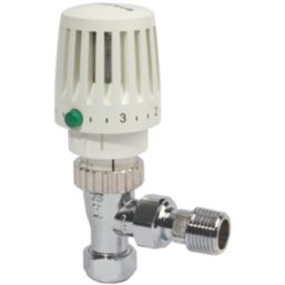 Honeywell Home Valencia 15mm x 1/2" White/Chrome Angled Traditional Thermostatic Radiator Valve Head & Body