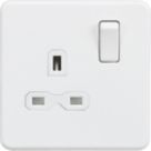 Knightsbridge  13A 1-Gang DP Switched Single Socket Matt White  with White Inserts