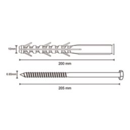 Easyfix  Hex Long Expansion Frame Fixings 10mm x 200mm 12 Pack