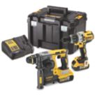 DEWALT DCK229P2T-GB 18V 2 x 5.0Ah Li-Ion XR Brushless Cordless Combi Drill & SDS Plus Drill Twin Pack