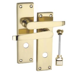 Smith & Locke  Fire Rated WC Door Handles Pair Polished Brass
