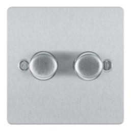 LAP  2-Gang 2-Way LED Dimmer Switch  Brushed Steel with Colour-Matched Inserts