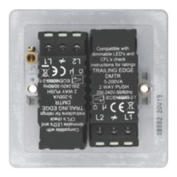 LAP  2-Gang 2-Way LED Dimmer Switch  Brushed Steel with Colour-Matched Inserts