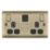 British General Nexus Metal 13A 2-Gang SP Switched Socket + 2.4A 22W 2-Outlet Type A & C USB Charger Antique Brass with Black Inserts