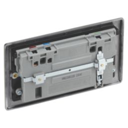 British General Nexus Metal 13A 2-Gang SP Switched Socket + 2.4A 22W 2-Outlet Type A & C USB Charger Antique Brass with Black Inserts