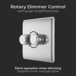 British General Nexus Metal 2-Gang 2-Way LED Dimmer Switch  Brushed Steel