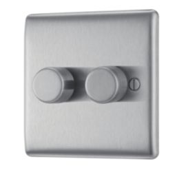 British General Nexus Metal 2-Gang 2-Way LED Dimmer Switch  Brushed Steel