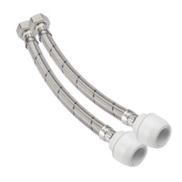 Hep2O Push-Fit Keyless Flexi Tap Connector 22mm x 3/4" x 300mm 2 Pack