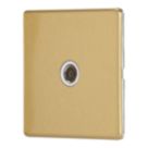 Contactum Lyric 1-Gang Isolated Female Coaxial TV Socket Brushed Brass with White Inserts