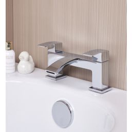 ETAL Kinlin Chrome 143mm Deck Mounted Lever 2 Tap Holes Bath Mixer Tap