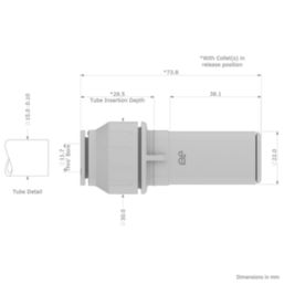 JG Speedfit  Plastic Push-Fit Stem Coupler F 15mm x M 22mm