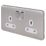 Schneider Electric Lisse Deco 13A 2-Gang SP Switched Plug Socket Brushed Stainless Steel  with White Inserts