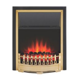 Glen Crofton Brass Switch Control Plug-In Electric Inset Fire 510mm x 165mm x 605mm