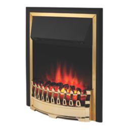 Glen Crofton Brass Switch Control Plug-In Electric Inset Fire 510mm x 165mm x 605mm