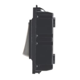 Contactum Decorative 10AX 1-Way Grid Retractive Bell Push Switch Brushed Steel with Black Inserts