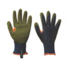 ClipGlove Warm 'n' Waterproof   Polyester & Latex Gardening Gloves Navy / Khaki Medium