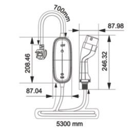 LAP 10A 2.3kW  Mode 2 Type 2 Plug Portable Electric Vehicle Charger  6m