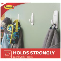 Command White Self-Adhesive Large Utility Hook  7 Pack